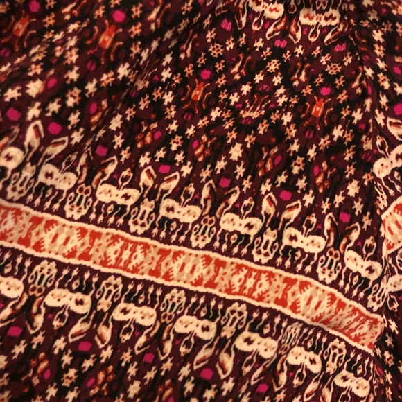 Burgundy, Pink, Cream Print, Handkerchief Skirt, by Abercrombie & Finch - Picture 3 of 4